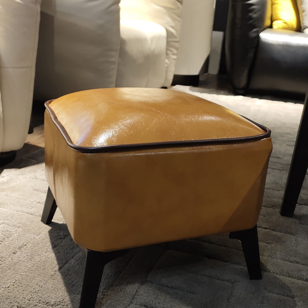 Mid-Century Modern Pouf Ottoman Faux Leather Upholstered Square Ottoman with Chair Legs Clearhalo 'furn' 'furn_ottomans_poufs' 'Furniture' 'Living Room Furniture' 'Ottomans & Poufs' 'ottomans_poufs' 6311201