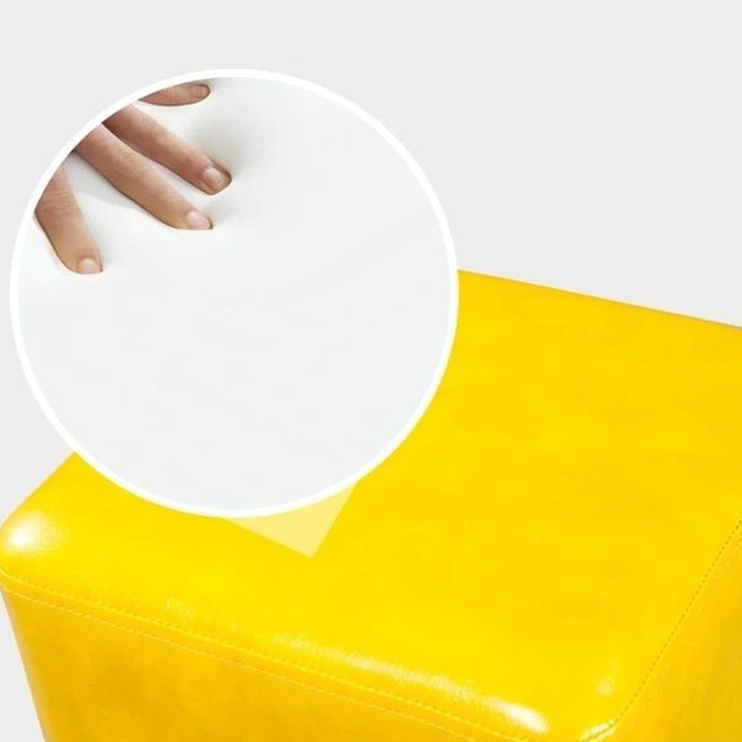 Mid-Century Modern Pouf Ottoman Faux Leather Upholstered Square Ottoman with Chair Legs Clearhalo 'furn' 'furn_ottomans_poufs' 'Furniture' 'Living Room Furniture' 'Ottomans & Poufs' 'ottomans_poufs' 6311210