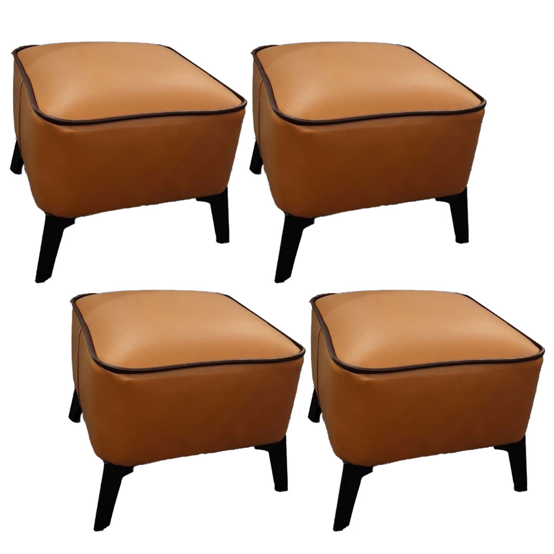 Mid-Century Modern Pouf Ottoman Faux Leather Upholstered Square Ottoman with Chair Legs Orange 4 Piece Set Clearhalo 'furn' 'furn_ottomans_poufs' 'Furniture' 'Living Room Furniture' 'Ottomans & Poufs' 'ottomans_poufs' 6311212