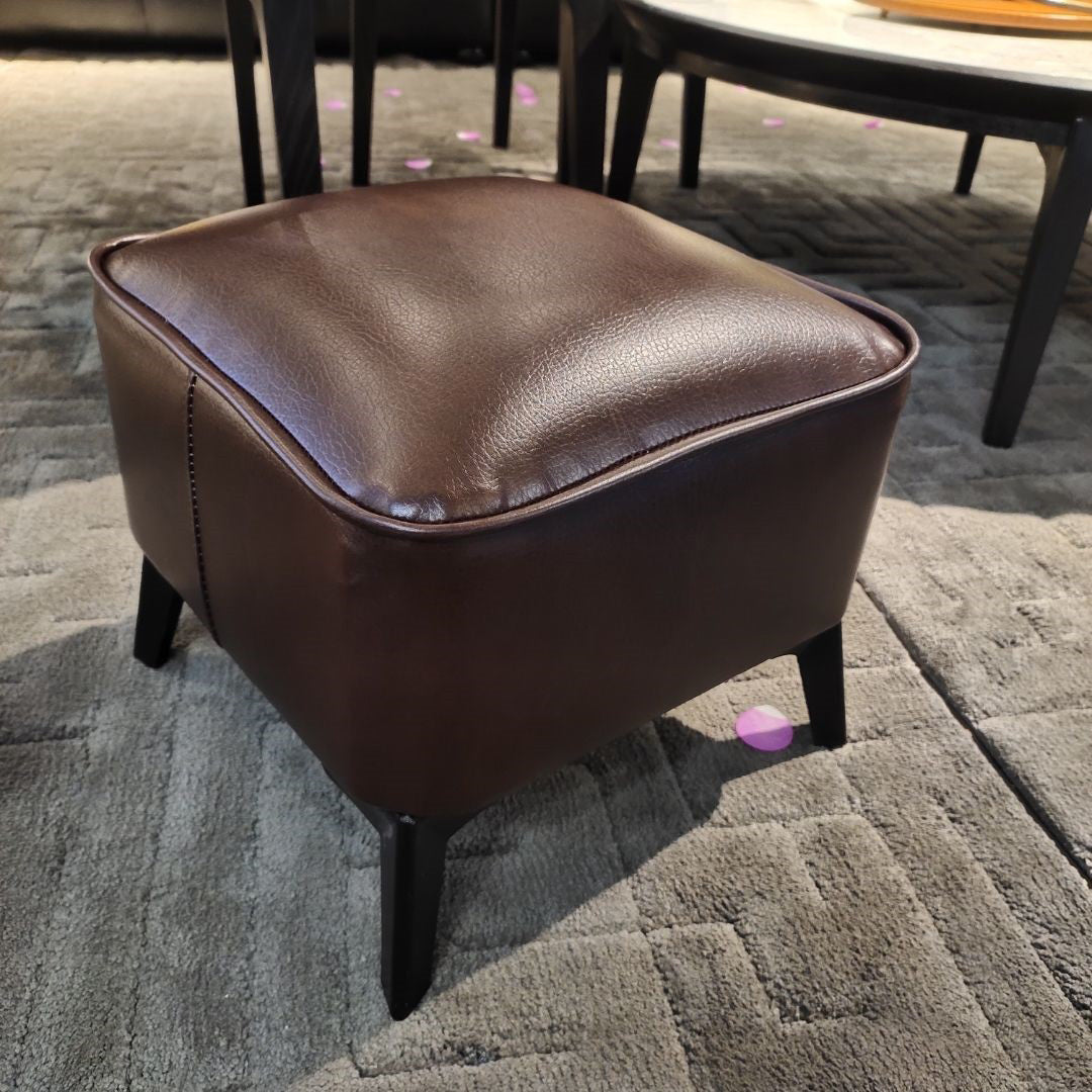 Mid-Century Modern Pouf Ottoman Faux Leather Upholstered Square Ottoman with Chair Legs Clearhalo 'furn' 'furn_ottomans_poufs' 'Furniture' 'Living Room Furniture' 'Ottomans & Poufs' 'ottomans_poufs' 6311213