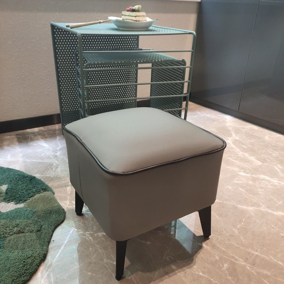 Mid-Century Modern Pouf Ottoman Faux Leather Upholstered Square Ottoman with Chair Legs Clearhalo 'furn' 'furn_ottomans_poufs' 'Furniture' 'Living Room Furniture' 'Ottomans & Poufs' 'ottomans_poufs' 6311215