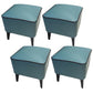 Mid-Century Modern Pouf Ottoman Faux Leather Upholstered Square Ottoman with Chair Legs Green 4 Piece Set Clearhalo 'furn' 'furn_ottomans_poufs' 'Furniture' 'Living Room Furniture' 'Ottomans & Poufs' 'ottomans_poufs' 6311218