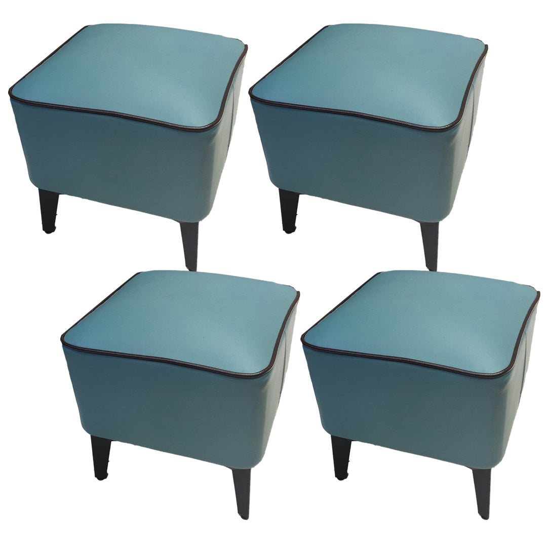 Mid-Century Modern Pouf Ottoman Faux Leather Upholstered Square Ottoman with Chair Legs Green 4 Piece Set Clearhalo 'furn' 'furn_ottomans_poufs' 'Furniture' 'Living Room Furniture' 'Ottomans & Poufs' 'ottomans_poufs' 6311218
