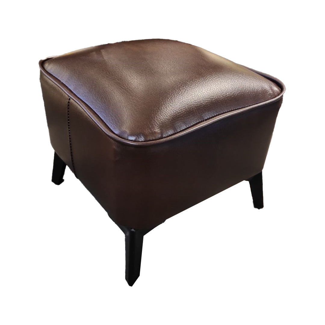 Mid-Century Modern Pouf Ottoman Faux Leather Upholstered Square Ottoman with Chair Legs Brown 1 Piece Clearhalo 'furn' 'furn_ottomans_poufs' 'Furniture' 'Living Room Furniture' 'Ottomans & Poufs' 'ottomans_poufs' 6311221