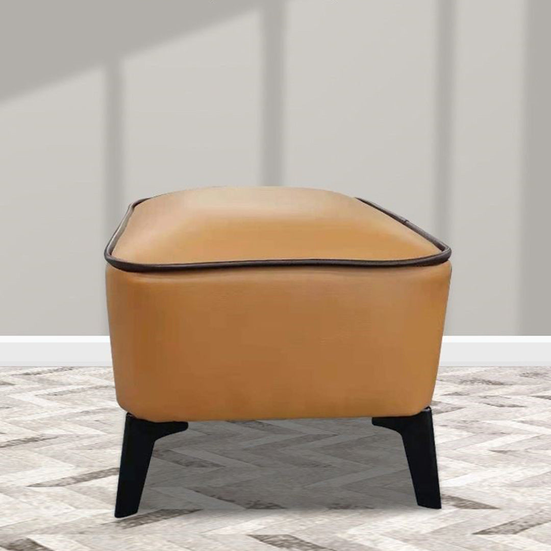 Mid-Century Modern Pouf Ottoman Faux Leather Upholstered Square Ottoman with Chair Legs Clearhalo 'furn' 'furn_ottomans_poufs' 'Furniture' 'Living Room Furniture' 'Ottomans & Poufs' 'ottomans_poufs' 6311223