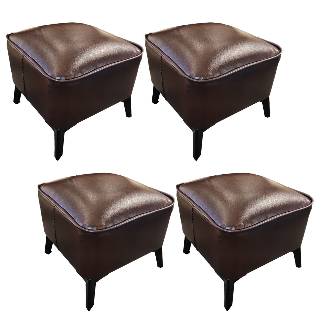 Mid-Century Modern Pouf Ottoman Faux Leather Upholstered Square Ottoman with Chair Legs Brown 4 Piece Set Clearhalo 'furn' 'furn_ottomans_poufs' 'Furniture' 'Living Room Furniture' 'Ottomans & Poufs' 'ottomans_poufs' 6311224