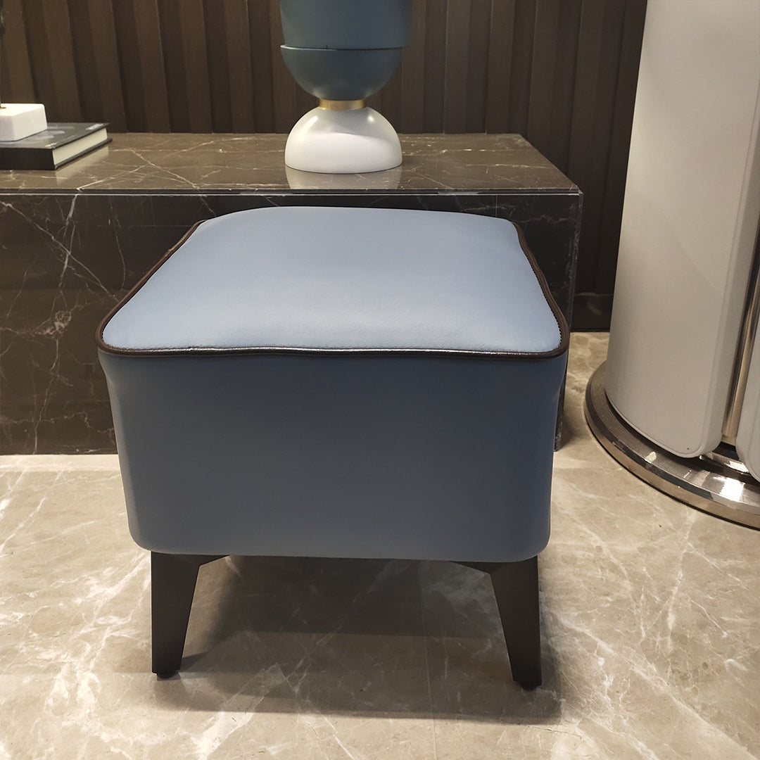 Mid-Century Modern Pouf Ottoman Faux Leather Upholstered Square Ottoman with Chair Legs Clearhalo 'furn' 'furn_ottomans_poufs' 'Furniture' 'Living Room Furniture' 'Ottomans & Poufs' 'ottomans_poufs' 6311225