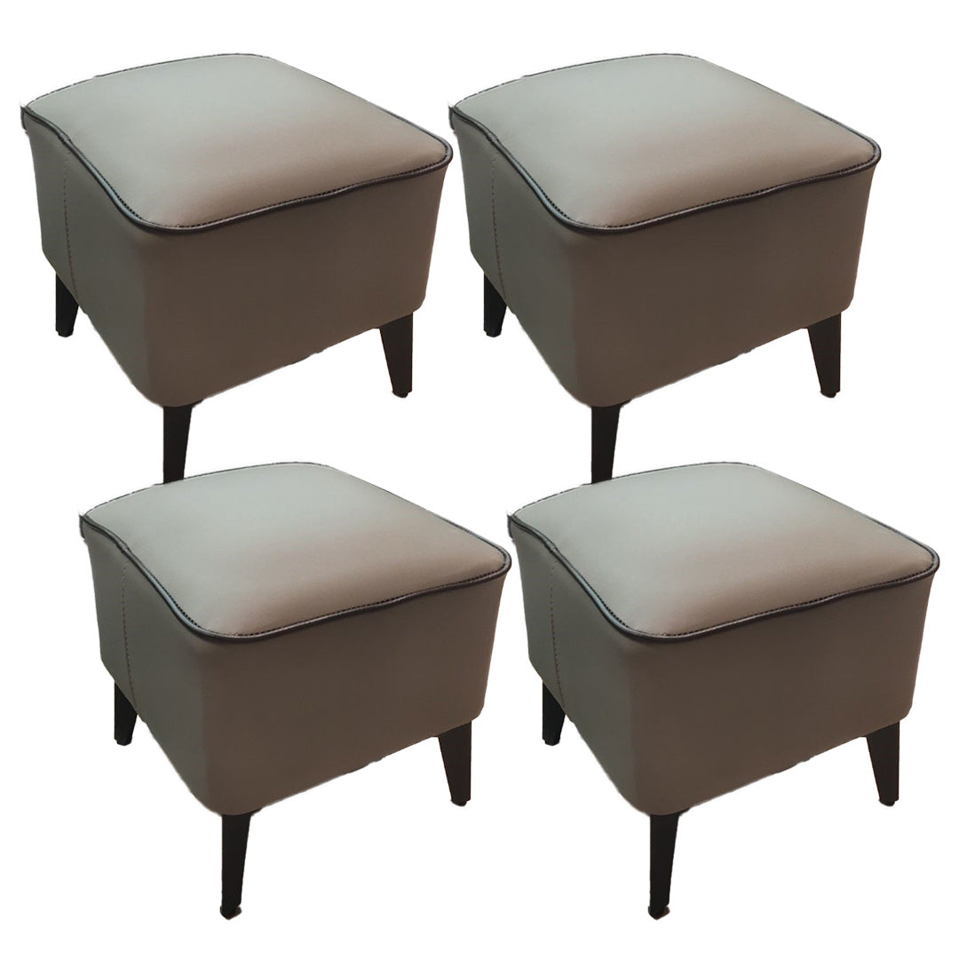 Mid-Century Modern Pouf Ottoman Faux Leather Upholstered Square Ottoman with Chair Legs Dark Gray 4 Piece Set Clearhalo 'furn' 'furn_ottomans_poufs' 'Furniture' 'Living Room Furniture' 'Ottomans & Poufs' 'ottomans_poufs' 6311228