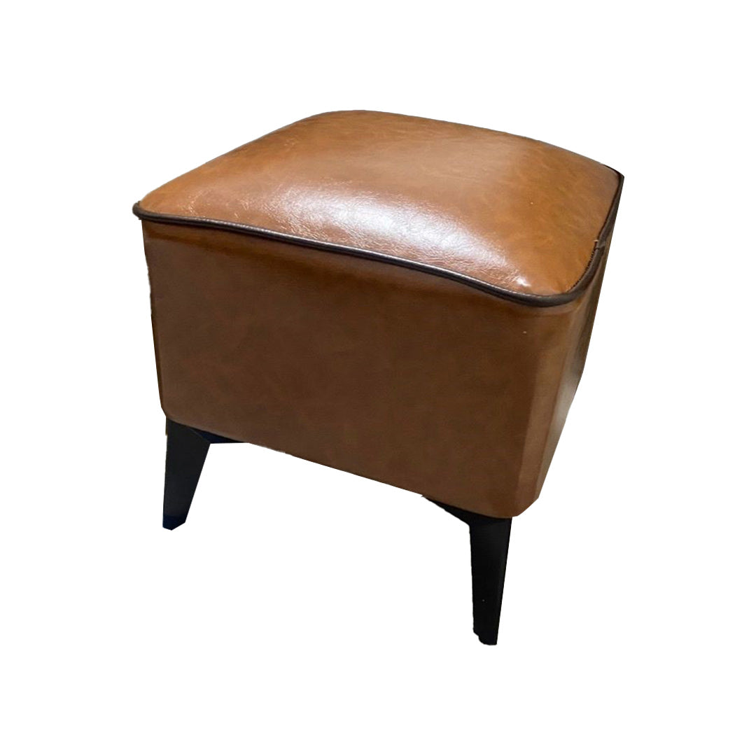 Mid-Century Modern Pouf Ottoman Faux Leather Upholstered Square Ottoman with Chair Legs Tan 1 Piece Clearhalo 'furn' 'furn_ottomans_poufs' 'Furniture' 'Living Room Furniture' 'Ottomans & Poufs' 'ottomans_poufs' 6311229