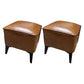 Mid-Century Modern Pouf Ottoman Faux Leather Upholstered Square Ottoman with Chair Legs Tan 2 Piece Set Clearhalo 'furn' 'furn_ottomans_poufs' 'Furniture' 'Living Room Furniture' 'Ottomans & Poufs' 'ottomans_poufs' 6311230