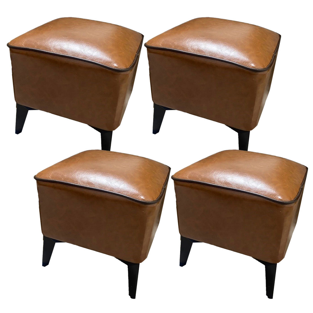 Mid-Century Modern Pouf Ottoman Faux Leather Upholstered Square Ottoman with Chair Legs Tan 4 Piece Set Clearhalo 'furn' 'furn_ottomans_poufs' 'Furniture' 'Living Room Furniture' 'Ottomans & Poufs' 'ottomans_poufs' 6311231