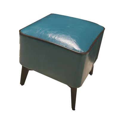 Mid-Century Modern Pouf Ottoman Faux Leather Upholstered Square Ottoman with Chair Legs Dark Green 1 Piece Clearhalo 'furn' 'furn_ottomans_poufs' 'Furniture' 'Living Room Furniture' 'Ottomans & Poufs' 'ottomans_poufs' 6311232