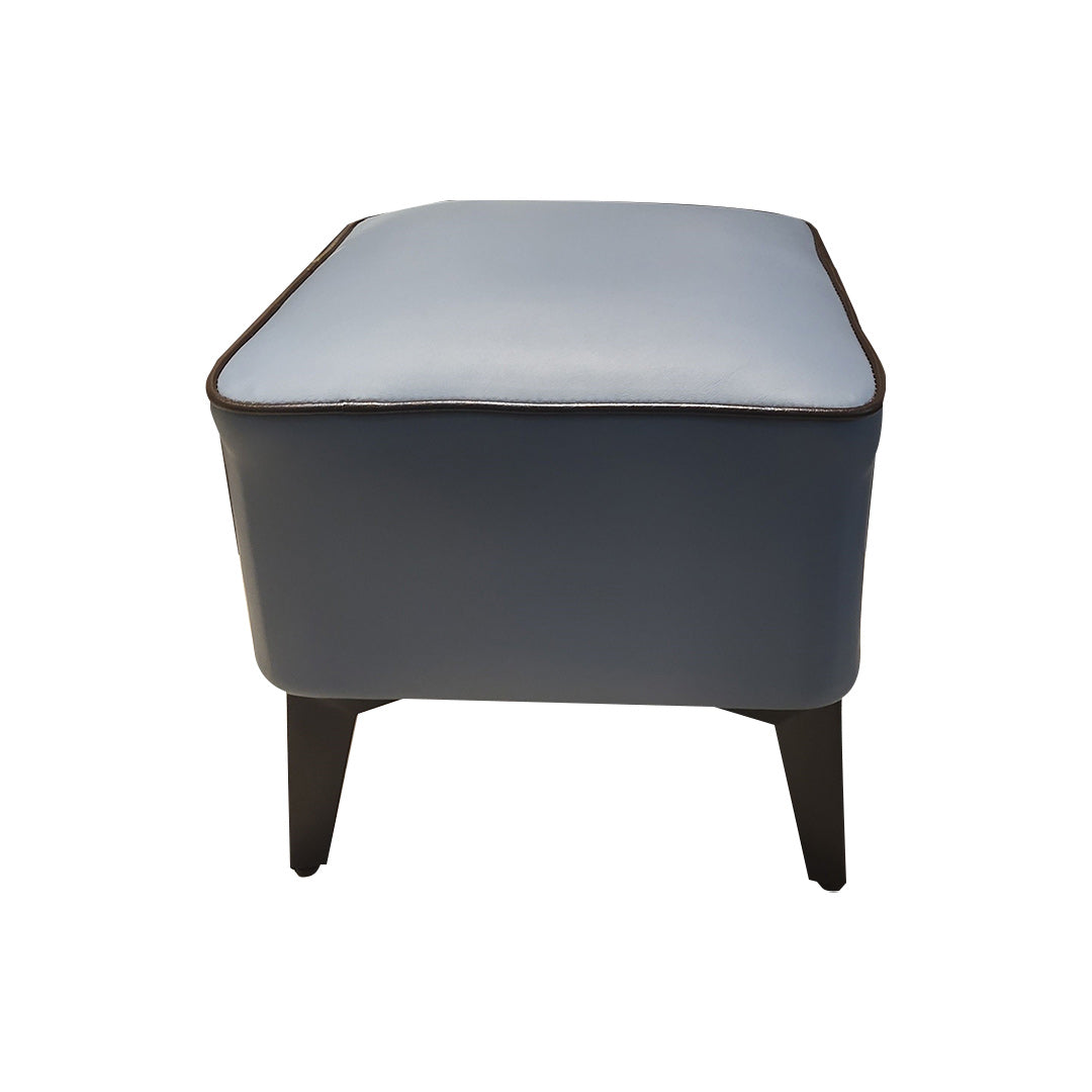 Mid-Century Modern Pouf Ottoman Faux Leather Upholstered Square Ottoman with Chair Legs Blue Gray 1 Piece Clearhalo 'furn' 'furn_ottomans_poufs' 'Furniture' 'Living Room Furniture' 'Ottomans & Poufs' 'ottomans_poufs' 6311235