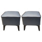 Mid-Century Modern Pouf Ottoman Faux Leather Upholstered Square Ottoman with Chair Legs Blue Gray 2 Piece Set Clearhalo 'furn' 'furn_ottomans_poufs' 'Furniture' 'Living Room Furniture' 'Ottomans & Poufs' 'ottomans_poufs' 6311236