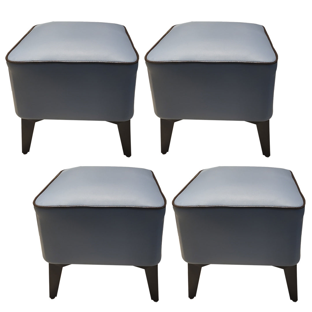 Mid-Century Modern Pouf Ottoman Faux Leather Upholstered Square Ottoman with Chair Legs Blue Gray 4 Piece Set Clearhalo 'furn' 'furn_ottomans_poufs' 'Furniture' 'Living Room Furniture' 'Ottomans & Poufs' 'ottomans_poufs' 6311237