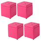 Tufted Pouf PU Leather Solid Square Water Resistant Cube Ottoman with Storage