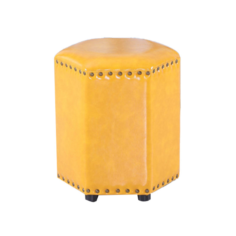 Yellow Modern Standard Leather Specialty Standard for Living Room 14"L x 14"W x 16.5"H Yellow 1 Piece Clearhalo 'furn' 'furn_ottomans_poufs' 'Furniture' 'Living Room Furniture' 'Ottomans & Poufs' 'ottomans_poufs' 6311356