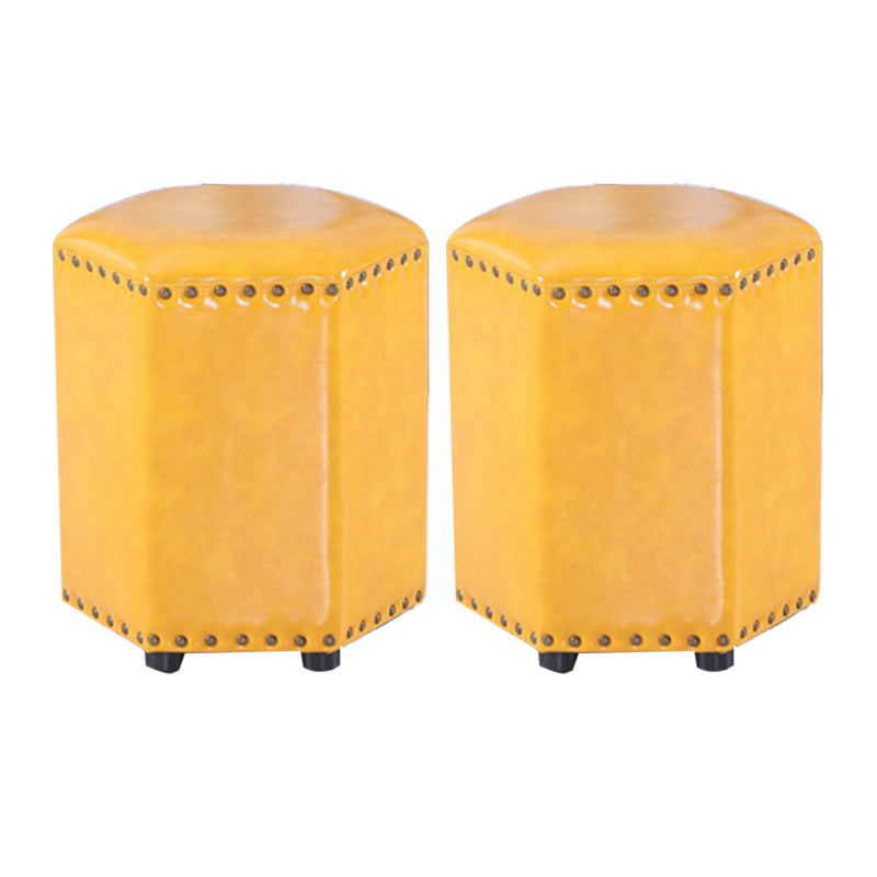 Yellow Modern Standard Leather Specialty Standard for Living Room 14"L x 14"W x 16.5"H Yellow 2 Piece Set Clearhalo 'furn' 'furn_ottomans_poufs' 'Furniture' 'Living Room Furniture' 'Ottomans & Poufs' 'ottomans_poufs' 6311358