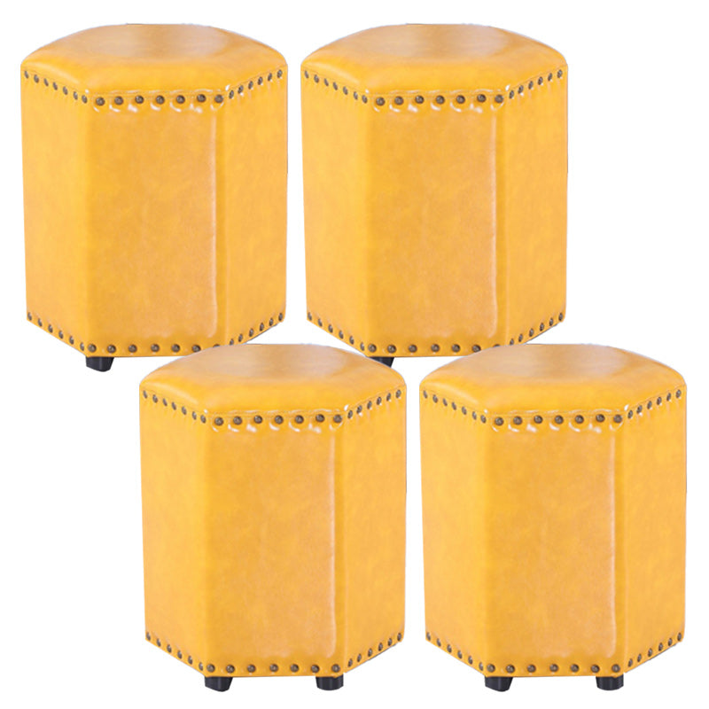 Yellow Modern Standard Leather Specialty Standard for Living Room 14"L x 14"W x 16.5"H Yellow 4 Piece Set Clearhalo 'furn' 'furn_ottomans_poufs' 'Furniture' 'Living Room Furniture' 'Ottomans & Poufs' 'ottomans_poufs' 6311360