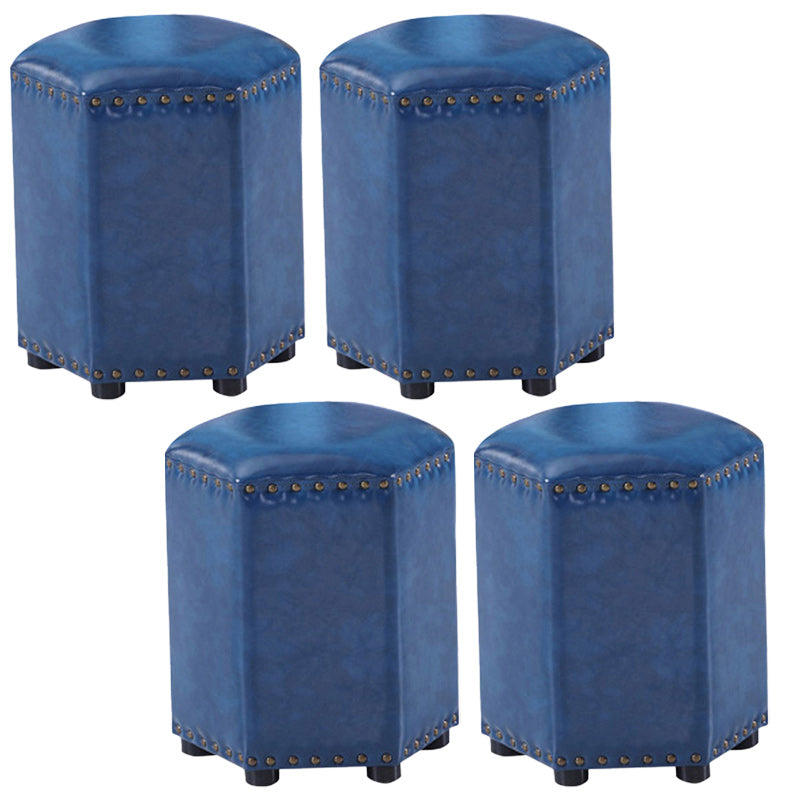 Yellow Modern Standard Leather Specialty Standard for Living Room 14"L x 14"W x 16.5"H Peacock Blue 4 Piece Set Clearhalo 'furn' 'furn_ottomans_poufs' 'Furniture' 'Living Room Furniture' 'Ottomans & Poufs' 'ottomans_poufs' 6311368