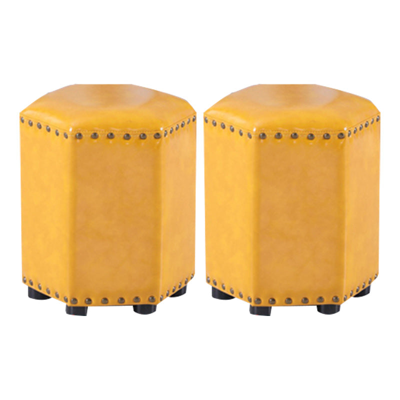 Yellow Modern Standard Leather Specialty Standard for Living Room 13"L x 13"W x 14"H Yellow 2 Piece Set Clearhalo 'furn' 'furn_ottomans_poufs' 'Furniture' 'Living Room Furniture' 'Ottomans & Poufs' 'ottomans_poufs' 6311379