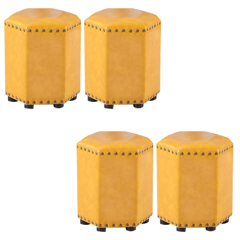 Yellow Modern Standard Leather Specialty Standard for Living Room 13"L x 13"W x 14"H Yellow 4 Piece Set Clearhalo 'furn' 'furn_ottomans_poufs' 'Furniture' 'Living Room Furniture' 'Ottomans & Poufs' 'ottomans_poufs' 6311380