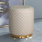 Glam Pouf Ottoman Genuine Leather Upholstered Solid Color Square Ottoman Round Light Gray 1 Piece Clearhalo 'furn' 'furn_ottomans_poufs' 'Furniture' 'Living Room Furniture' 'Ottomans & Poufs' 'ottomans_poufs' 6311390