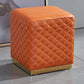 Glam Pouf Ottoman Genuine Leather Upholstered Solid Color Square Ottoman Square Orange 1 Piece Clearhalo 'furn' 'furn_ottomans_poufs' 'Furniture' 'Living Room Furniture' 'Ottomans & Poufs' 'ottomans_poufs' 6311419