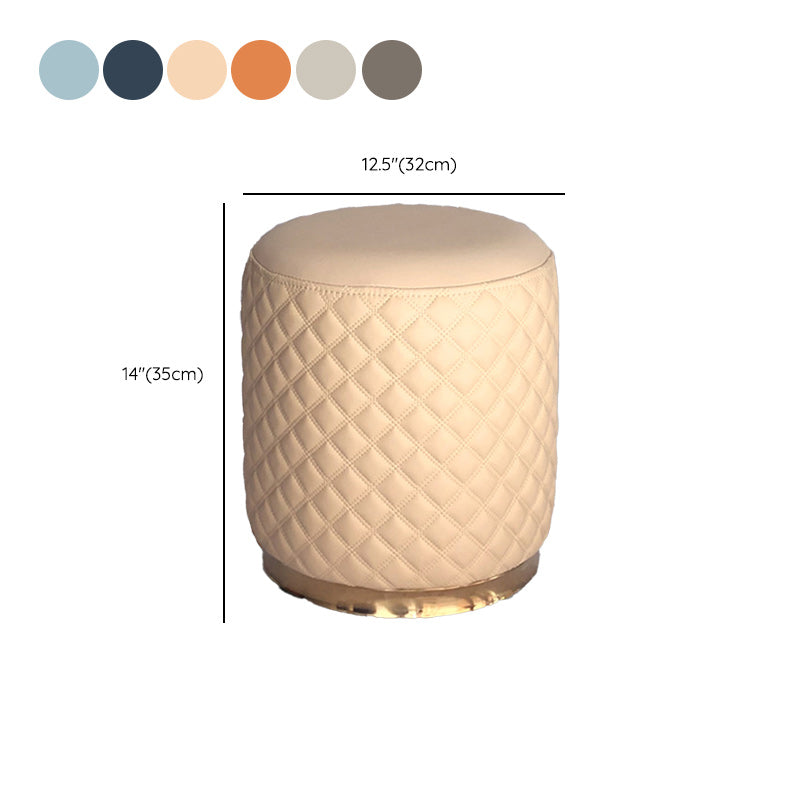 Glam Pouf Ottoman Genuine Leather Upholstered Solid Color Square Ottoman Clearhalo 'furn' 'furn_ottomans_poufs' 'Furniture' 'Living Room Furniture' 'Ottomans & Poufs' 'ottomans_poufs' 6311435