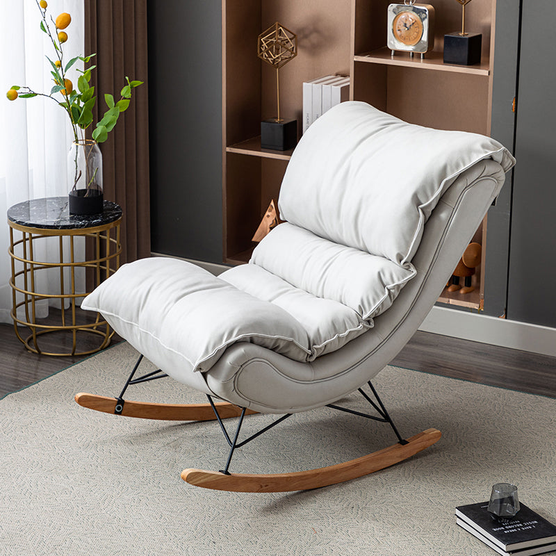 Modern Rocker Upholstered Tufted Cushion Rocking Chair with Dark Leg Clearhalo 'Chairs & Seating' 'furn' 'furn_rocking_chairs' 'Furniture' 'Living Room Furniture' 'Rocking Chairs' 'rocking_chairs' 6312420