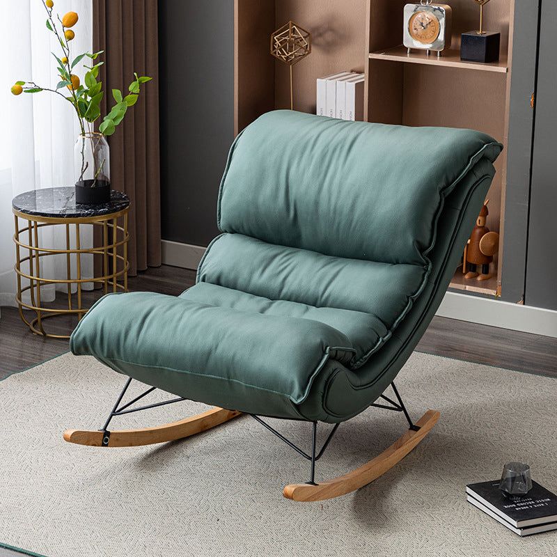 Modern Rocker Upholstered Tufted Cushion Rocking Chair with Dark Leg Green Clearhalo 'Chairs & Seating' 'furn' 'furn_rocking_chairs' 'Furniture' 'Living Room Furniture' 'Rocking Chairs' 'rocking_chairs' 6312423