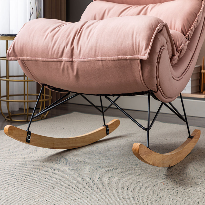 Modern Rocker Upholstered Tufted Cushion Rocking Chair with Dark Leg Clearhalo 'Chairs & Seating' 'furn' 'furn_rocking_chairs' 'Furniture' 'Living Room Furniture' 'Rocking Chairs' 'rocking_chairs' 6312424