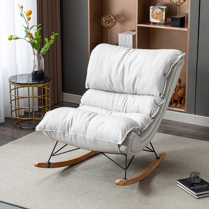 Modern Rocker Upholstered Tufted Cushion Rocking Chair with Dark Leg Beige Clearhalo 'Chairs & Seating' 'furn' 'furn_rocking_chairs' 'Furniture' 'Living Room Furniture' 'Rocking Chairs' 'rocking_chairs' 6312429