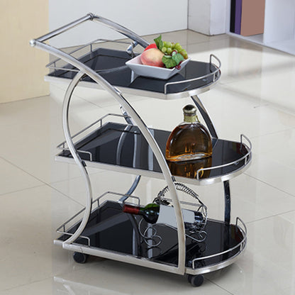 Contemporary 33.07"H Rolling Prep Table Metal Prep Table for Home Use