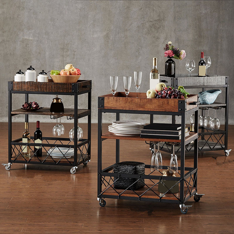 Contemporary Rolling Kitchen Cart Wood Rectangular Kitchen Cart for Dining Room Clearhalo 'furn' 'furn_kitchen_islands_carts' 'Furniture' 'Kitchen & Dining Furniture' 'Kitchen Islands & Carts' 'kitchen_islands_carts' 6313683