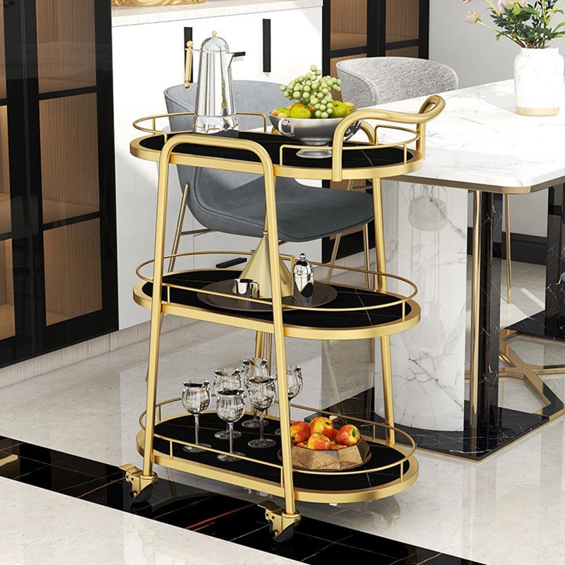 Hedendaagse ovale metalen prep Tabel 26.77 "W rollende voorbereidingstafel voor eetkamer