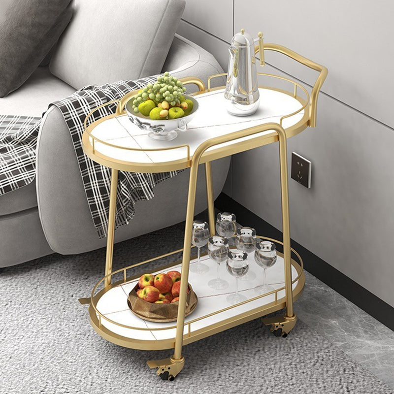 Hedendaagse ovale metalen prep Tabel 26.77 "W rollende voorbereidingstafel voor eetkamer