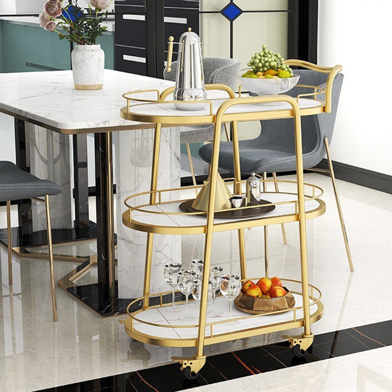 Hedendaagse ovale metalen prep Tabel 26.77 "W rollende voorbereidingstafel voor eetkamer