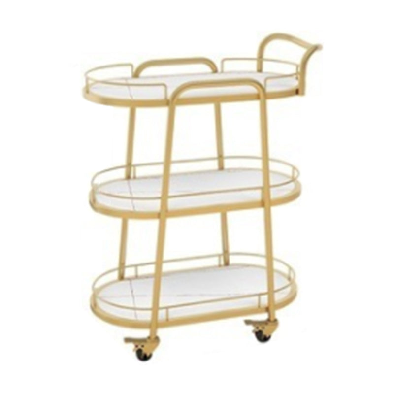 Hedendaagse ovale metalen prep Tabel 26.77 "W rollende voorbereidingstafel voor eetkamer