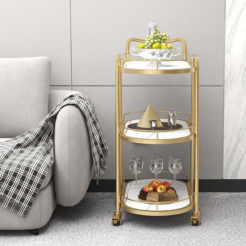 Hedendaagse ovale metalen prep Tabel 26.77 "W rollende voorbereidingstafel voor eetkamer