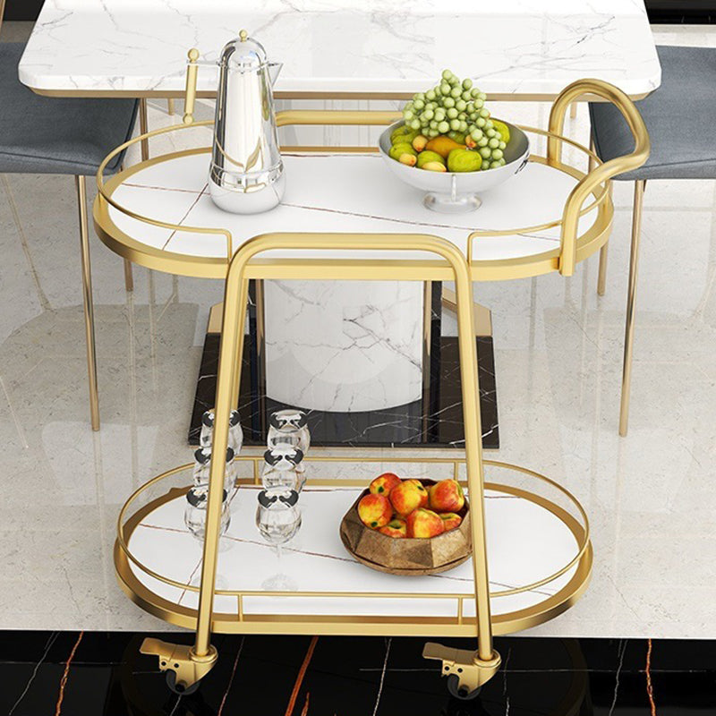 Hedendaagse ovale metalen prep Tabel 26.77 "W rollende voorbereidingstafel voor eetkamer