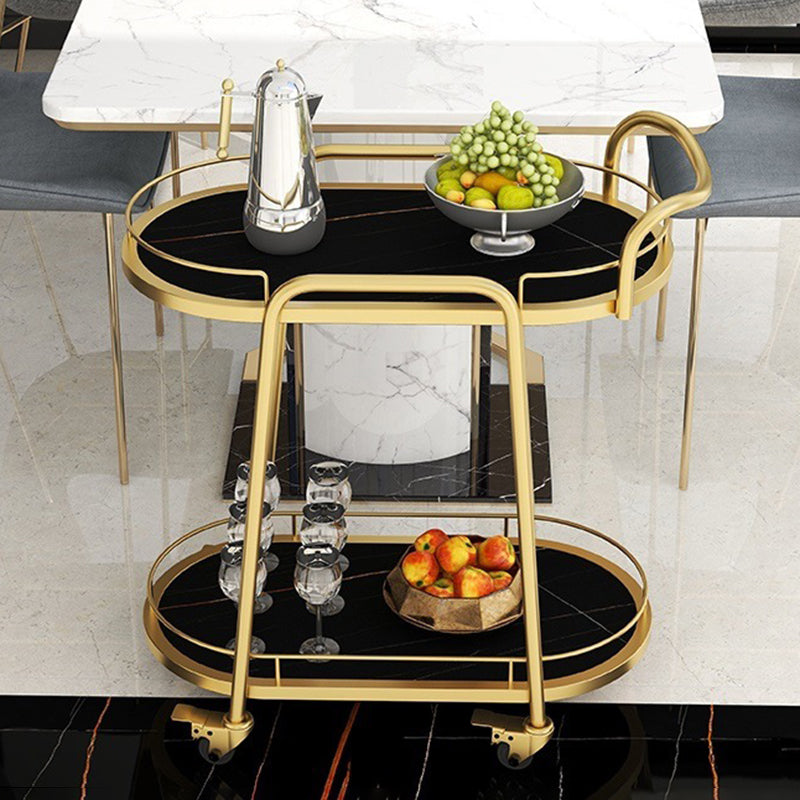 Hedendaagse ovale metalen prep Tabel 26.77 "W rollende voorbereidingstafel voor eetkamer