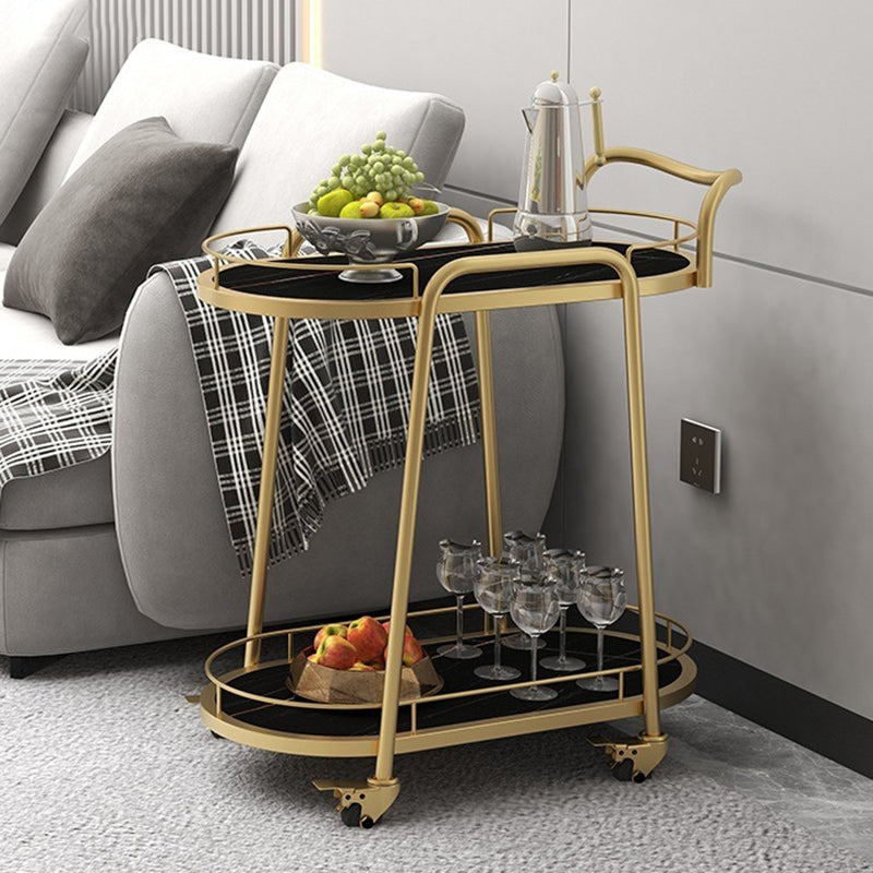 Hedendaagse ovale metalen prep Tabel 26.77 "W rollende voorbereidingstafel voor eetkamer