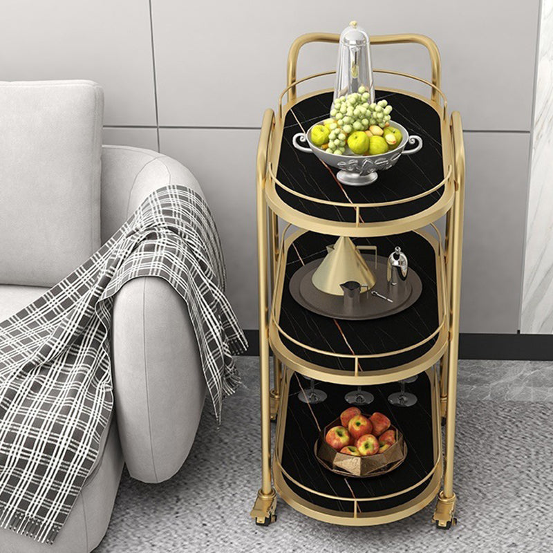 Hedendaagse ovale metalen prep Tabel 26.77 "W rollende voorbereidingstafel voor eetkamer