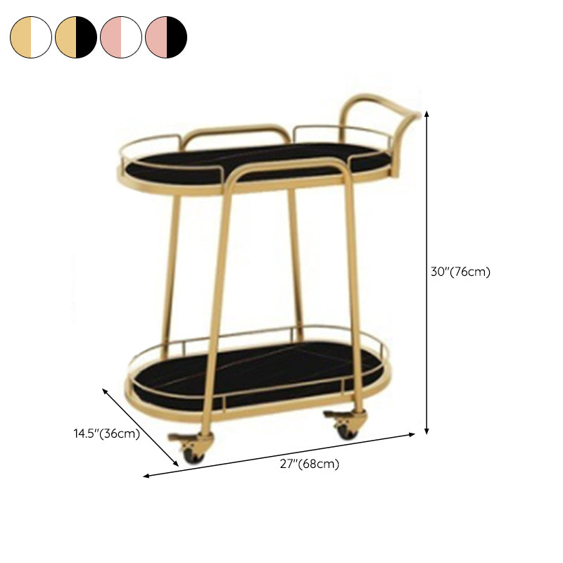 Hedendaagse ovale metalen prep Tabel 26.77 "W rollende voorbereidingstafel voor eetkamer