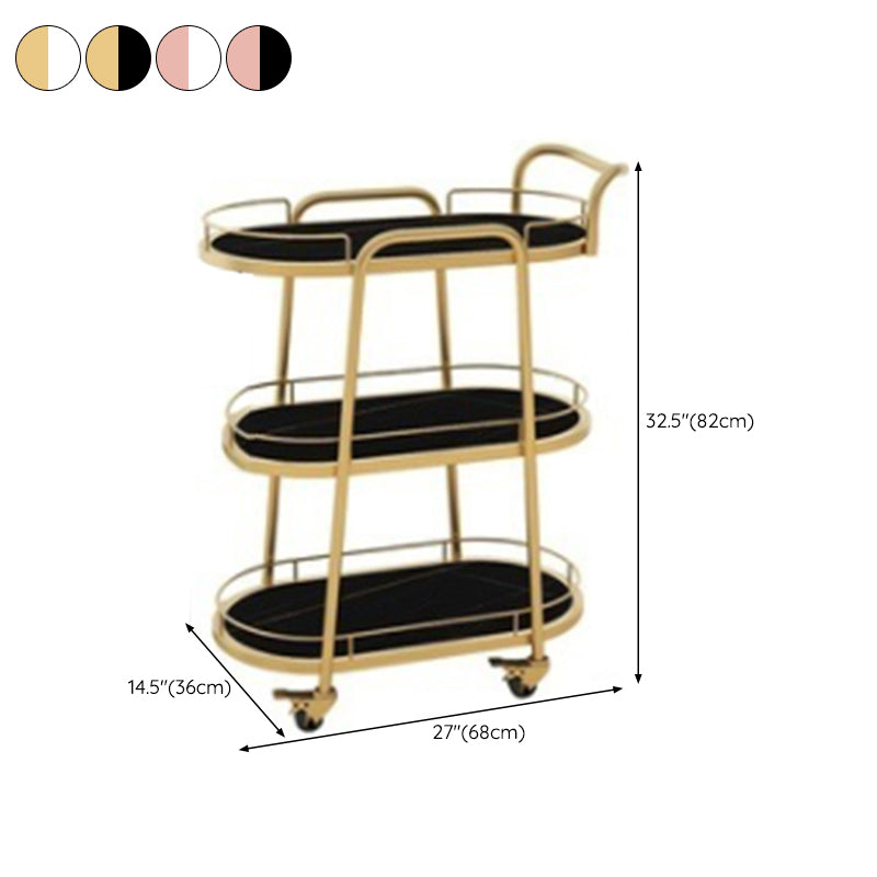 Hedendaagse ovale metalen prep Tabel 26.77 "W rollende voorbereidingstafel voor eetkamer