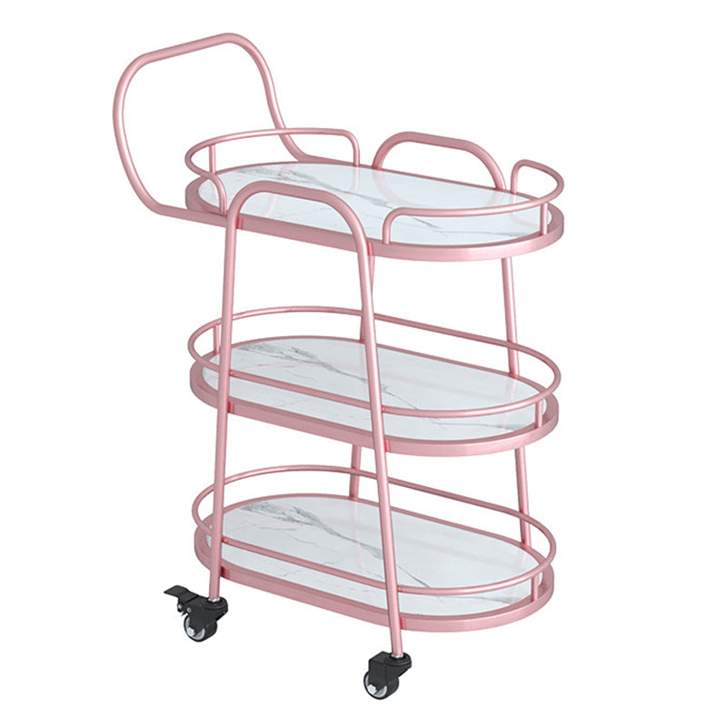 33.46"H Rolling Prep Table Modern Style Oval Reclaimed Wood Prep Table for Home Use