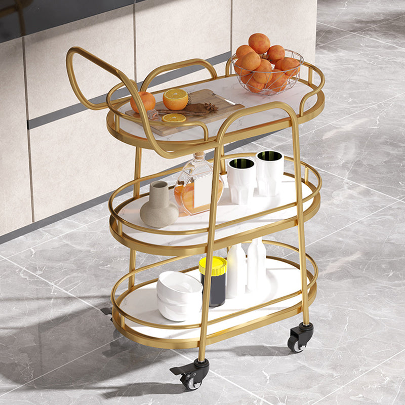 33.46"H Rolling Prep Table Modern Style Oval Reclaimed Wood Prep Table for Home Use