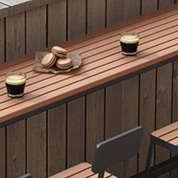 Brown Rectangle Bar Table with Metal Base 1/5 Pieces Industrial Manufactured Wood Pub Set