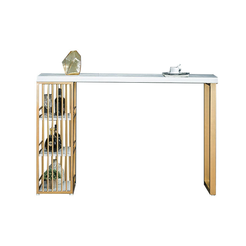 Rectangular Bar Stool and Table Set 1/2/3 Pieces Bar Table Set White-Gold 71"L x 16"W Clearhalo 'Bar Furniture' 'furn' 'furn_home_bar_bar_sets' 'Furniture' 'Home Bars & Bar Sets' 'home_bar_bar_sets' 'Kitchen & Dining Furniture' 6313869